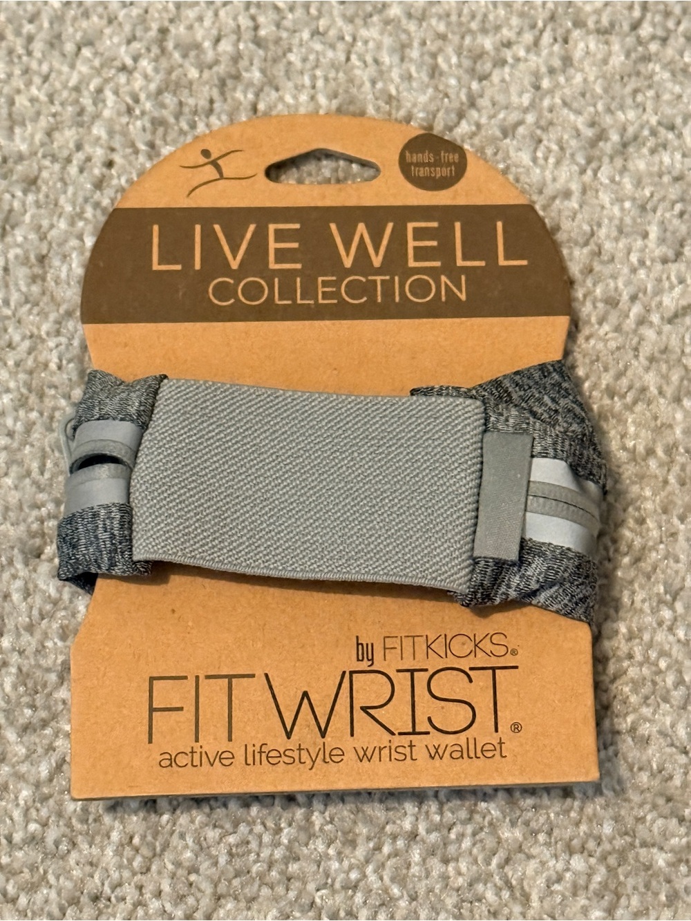 NWT FITKICKS Fit Active Lifestyle Wrist Wallet Water Resistant Gray Heather